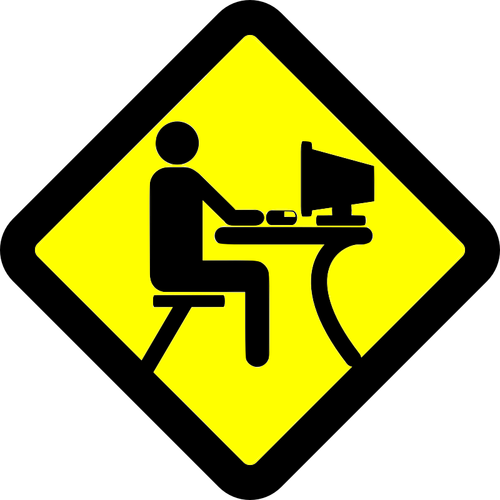 Signe jaune utilisateur ordinateur