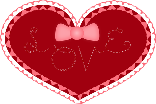 Día de San Valentín corazón con encaje y amor cosido en él vector de la imagen
