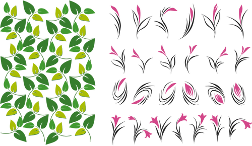 Blader og blomster mønster utvalg vektor image