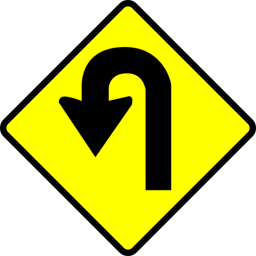 U-Turn pozor znamení vektorový obrázek