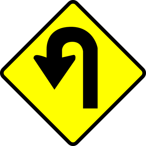 U-Turn PRECAUCIÓN signo vector de la imagen