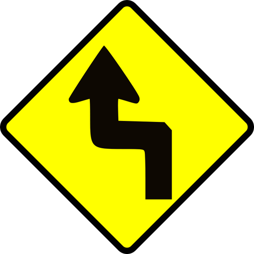 Prima dublă stânga îndoiţi trafic roadsign vector imagine