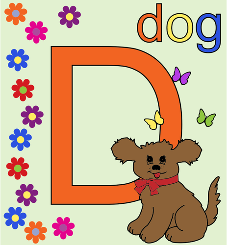 Letter D met een hond