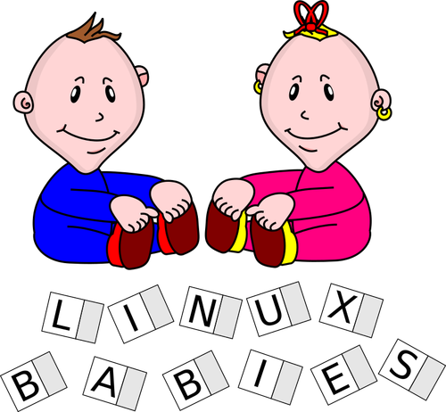 To Linux babyer gutter vektor tegning