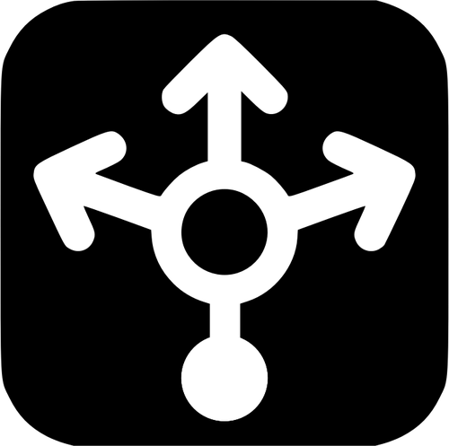 Load balancer zwart-wit pictogram vectorillustratie