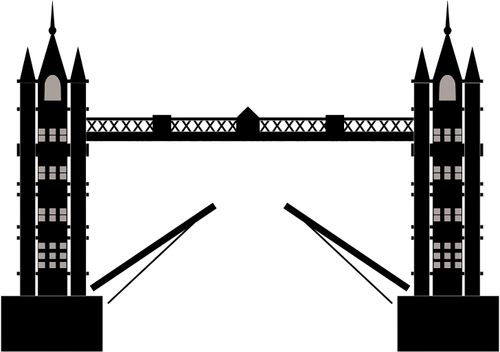 London Tower Bridge dalam ilustrasi sederhana hitam dan putih