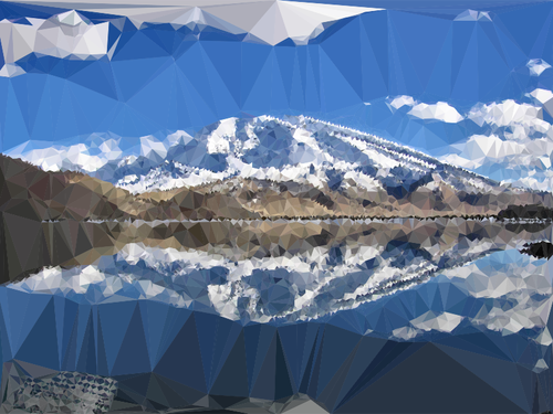 Horské jezero reflexe low poly