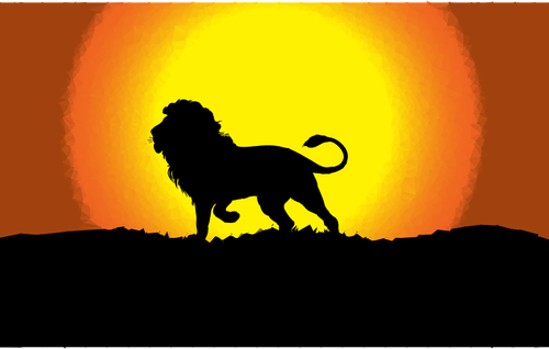 León en puesta del sol