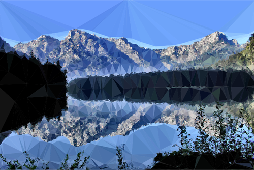 Low poly góry jezioro reflection