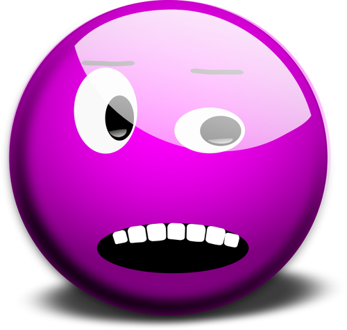 Vector image of purple scared smiley