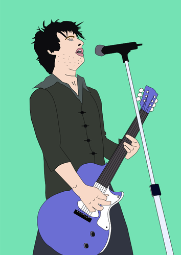 Vector de guitarra tocando cantante masculino