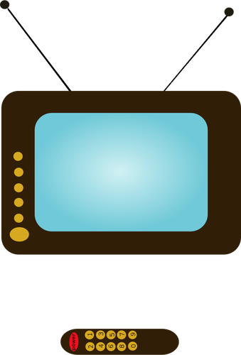 Ilustraţie vectorială de un televizor şi o telecomandă TV
