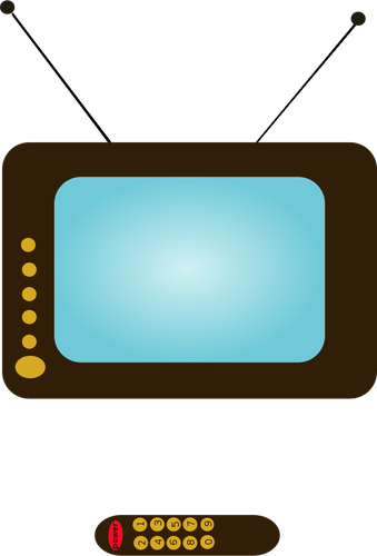 Vector illustration of a TV set and a TV remote control