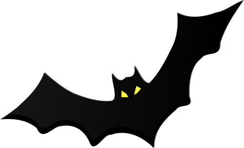 Bat silhouette with yellow eyes vector clip art