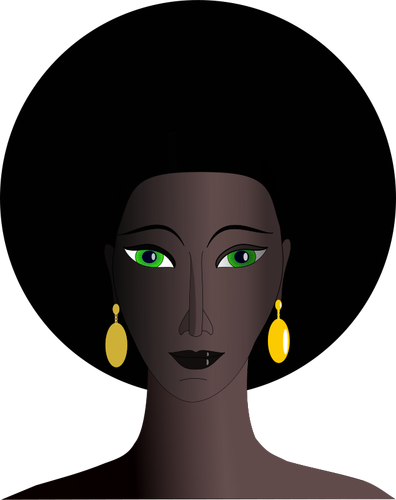 Vector drawing of black woman with green eyes