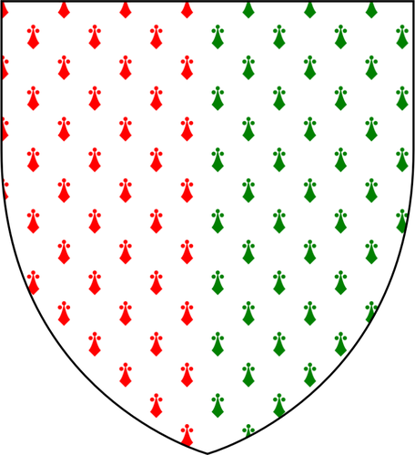 Scudo con rosso e verde illustrazione vettoriale di Natale araldica