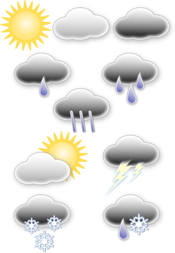 パステル調着色された天気予報アイコンの選択のベクトル グラフィック