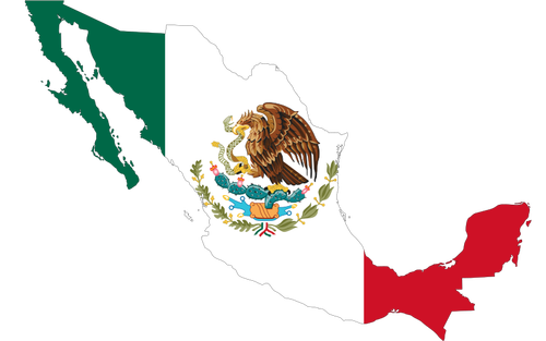 דגל ומפת של מקסיקו