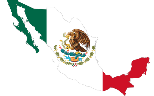 De vlag en de kaart van Mexico