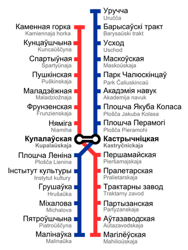 Mapa metra w Mińsku