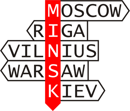 Minsk e vizinhos imagem de vetor de ponteiro direção