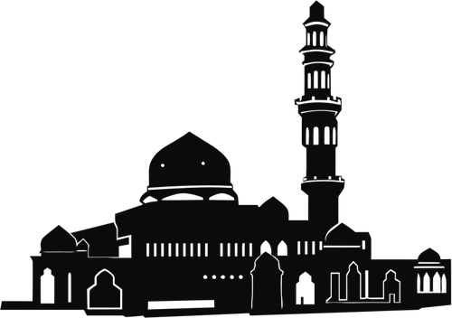 Immagine di vettore di vasta Moschea silhouette in bianco e nero