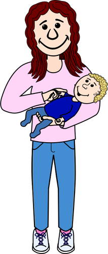 उसकी बांह वेक्टर चित्रण पर बच्चे के साथ माँ