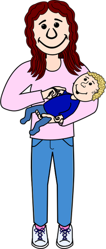 Mère avec le bébé sur son illustration vectorielle de bras