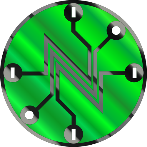 Glänzend grüne elektrische Schaltung symbol