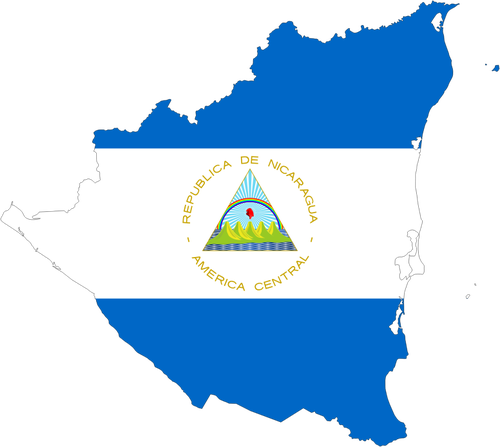 Mappa di Nicaragua e bandiera