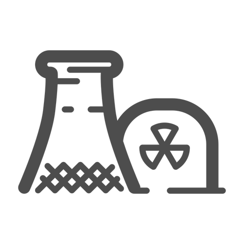 Usina nuclear com gráficos de vetor silhueta de grama
