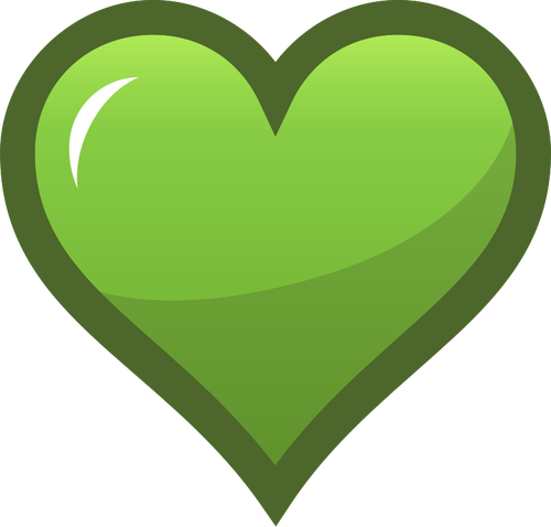 Coeur vert avec des graphiques vectoriels bordure brune épaisse