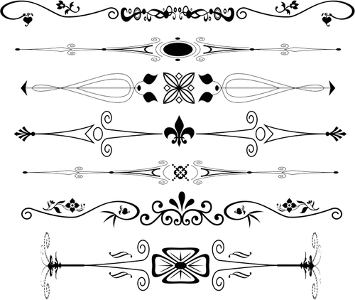 Декоративный текст разделителей в черно-белых векторное изображение