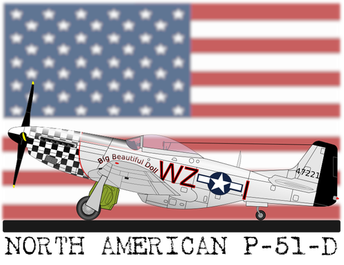 North American P-51-D roviny Vektor Klipart