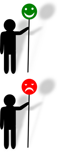 Clip art of happy and unhappy signs in color
