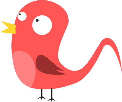 Červená kreslený pták