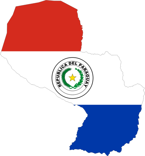 Mapa e bandeira do Paraguai