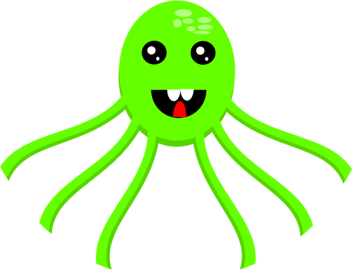 Vector illustration of green smiling octopus