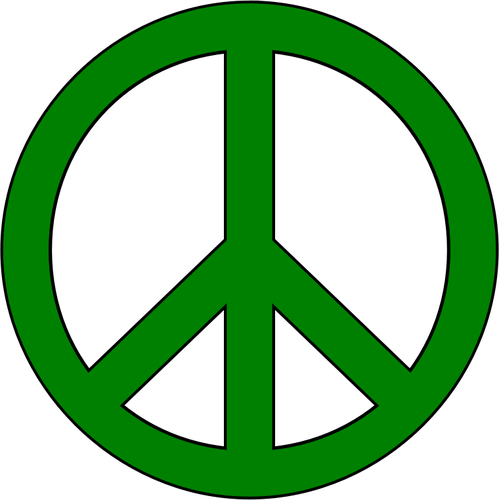 Grafica vettoriale di simbolo di pace verde con bordo nero