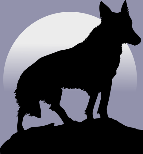 Silueta de lobo frente a imagen vectorial luna