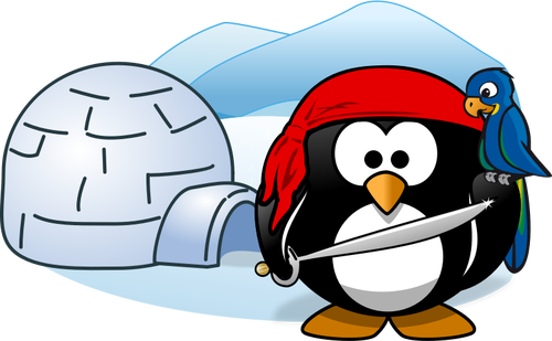 Vektorbild av pirat pingvin i Antartica