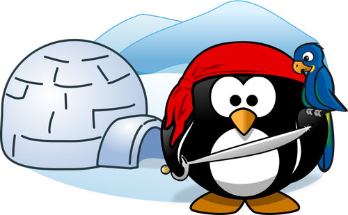 Vector de la imagen del pingüino pirata en la Antártida