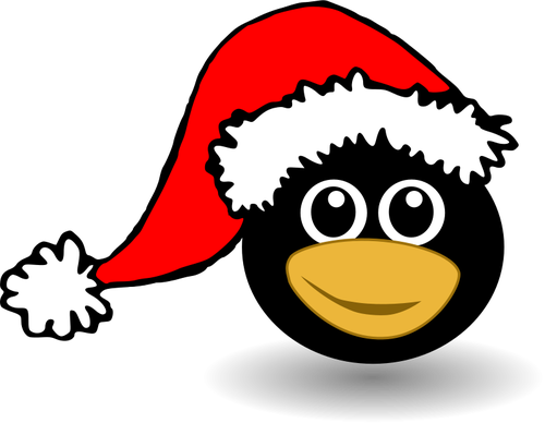 Cara divertida pingüino con sombrero de Santa Claus