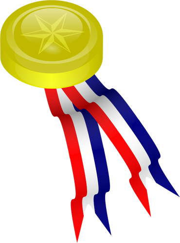 Medalha de ouro com ilustração vetorial de fitas