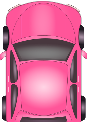 Pink car top view vector illustration