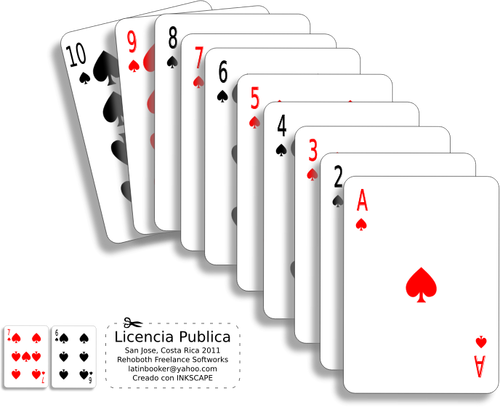 Vector illustration of poker cards in a line