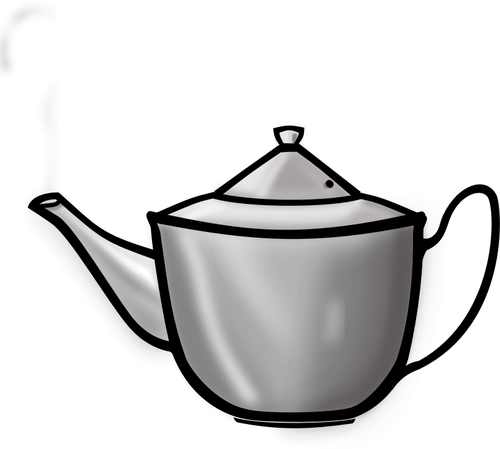 Vektor-Bild der dampfenden Metall Teekanne