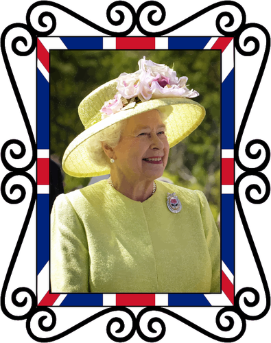 Bilden av brittiska drottningen färgfoto i fristående ram