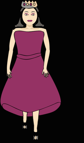 Královna v royal purple šaty vektorový obrázek