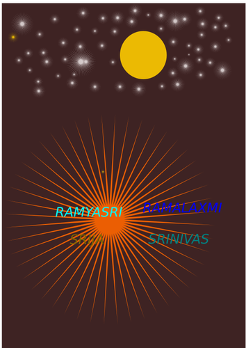 Sol, estrelas e uma estrela laranja espetada vector imagem